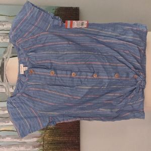 Girls' Cat & Jack Cap Sleeve Button Front Blouse with tie front